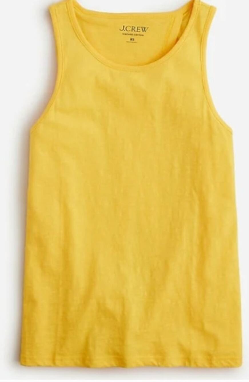 J.Crew Vintage Cotton Knot-Back Cotton Tank Top in Solar Yellow Size L BP076 NWT